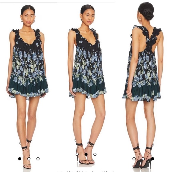 NWOT FREE PEOPLE Bali Wild Daisy Slip / Dress Black Combo Size S - Picture 2 of 14